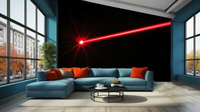 A red wide laser on a black background Wall mural