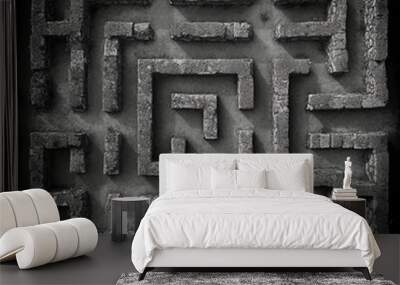 a two tone black and gray of a smooth plastic maze seen from above Wall mural