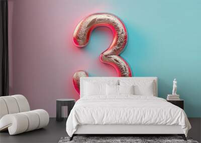 Number three on a clean, neutral background Wall mural