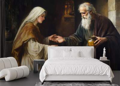 Elijah Provides Sustenance to the Widow During a Time of Drought Wall mural