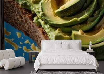 Close-Up of Avocado Toast on Wholegrain Bread Wall mural