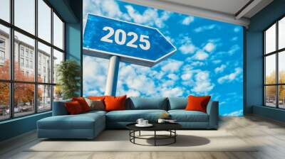 New Year 2025 strategy target success, forward plan for challenge and growth, resolutions for performance and change, concept of development for business goals for the future Wall mural