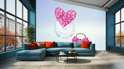 A heart in a wine glass with an alarm clock that reminds you not to miss an important meeting Wall mural