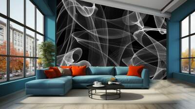 Abstract wave motion lines on dark background for creative, dynamic, interesting backgrounds and ideas. Wall mural