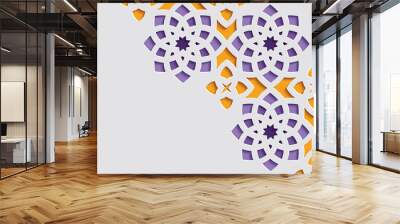 Colorful ornamental patterned stone relief in arabic architectural style of islamic mosque,greeting card for Ramadan Kareem Wall mural