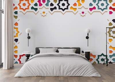 traditional arabic geometric arabesque pattern.islamic multicolor ornamental detail of mosaic.abstra Wall mural