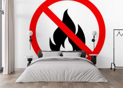 fire prohibited sign on white background Wall mural