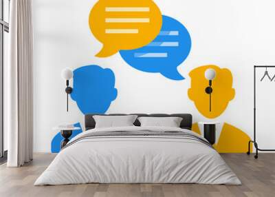 conversation between business people by exchanging messages through media chat Wall mural