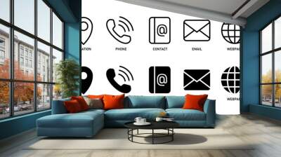 Essential icons set for business card. Glyph and line icon element for  business card design template. Wall mural