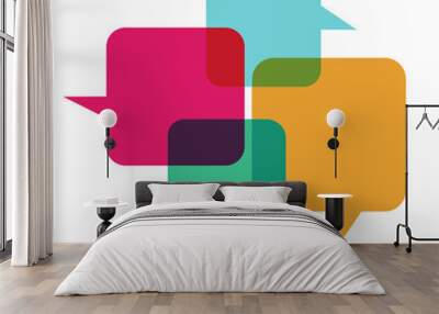 Flat vector illustration of colorful interacting chat bubbles. Perfect for illustrations from social media, and group chat activities discuss hot issues. Wall mural