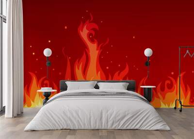 Vector illustration of a hot flame that is spreading. The heat of the fire blaze. Flame background illustration graphic resources. Wall mural