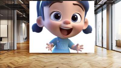 3d illustration of adorable cute baby character with laughing facial expression. generative ai Wall mural