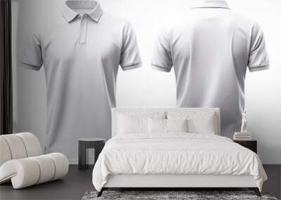 plain white polo t-shirt mockup design. front and back views. isolated on transparent background. generative ai Wall mural