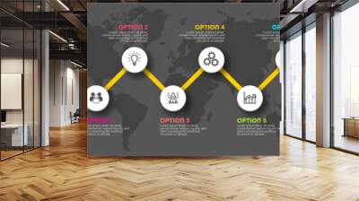 Business concept with infographic design 6 options. Wall mural