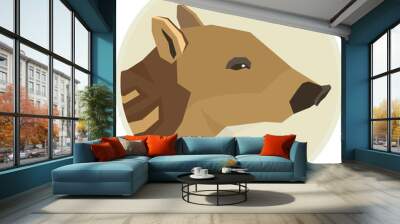 8746640 Wild animals collection Wild boar baby Round frame Geometric style Isolated object Wall mural