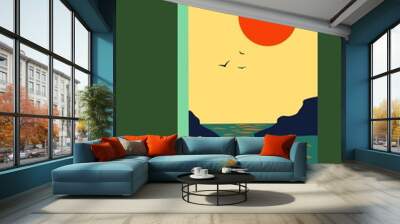 Minimal retro yellow window illustration.
 Wall mural