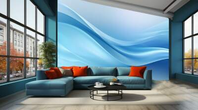 abstract blue abstraction wave light blue background. Wall mural