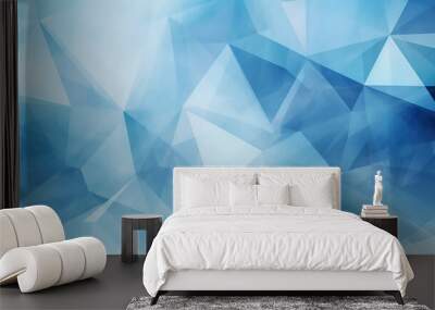 abstract blue material in triangle diamond and squares shapes in random geometric pattern modern abstract blue background design with layers of textured.  Wall mural