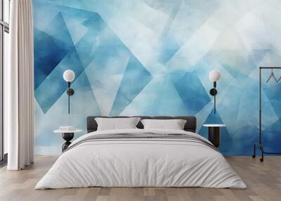 abstract blue material in triangle diamond and squares shapes in random geometric pattern modern abstract blue background design with layers of textured.  Wall mural