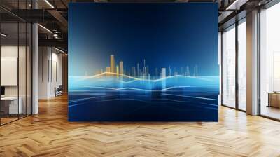 Abstract digital high tech city design for banner business dark background Wall mural