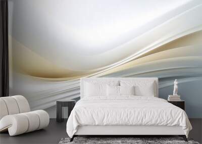 Abstract modern futuristic white wavy and gold lines with blurred light background Wall mural