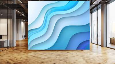 abstract sky-blue papercut 3d background. Wall mural