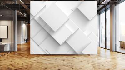 abstract white background. geometric white and soft blue motion background loop. White and grey gradation geometric background.  Wall mural