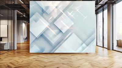 abstract white background. geometric white and soft blue motion background loop. White and grey gradation geometric background.  Wall mural