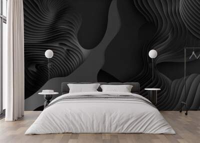 Black metal 3d wave background. Wall mural