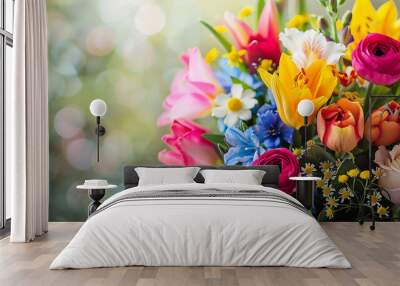 colorful flower background.  Wall mural