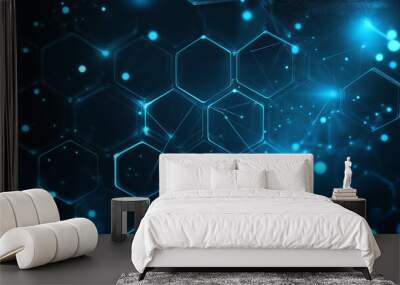 Digital blue hexagon technology background for design works. hexagonal elements. Medical, technology or science design. Wall mural