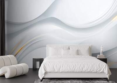 Golden lines and waves. Soft flowing abstract pattern in warm cream and white hues with smooth wave-like curves. Wall mural