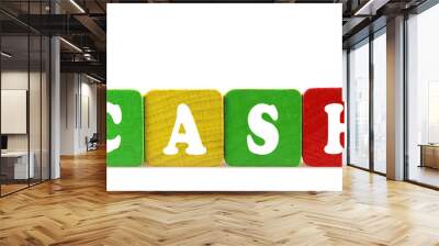 cash - isolated text in wooden building blocks Wall mural