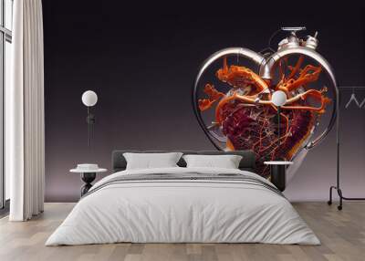 Illustration of an artificial heart. An artificial heart is a device that replaces the heart. Wall mural