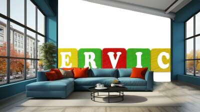 service - isolated text in wooden building blocks Wall mural