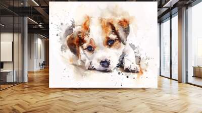 Watercolor Drawing of Cute Dog Puppy Colorful Illustration isolated on white background HD Print 4928x3712 pixels Neo Art V5 80 Wall mural