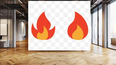 fire flame icons colors vector set. isolated fire cartoon orange yellow collection. flames signs fla Wall mural