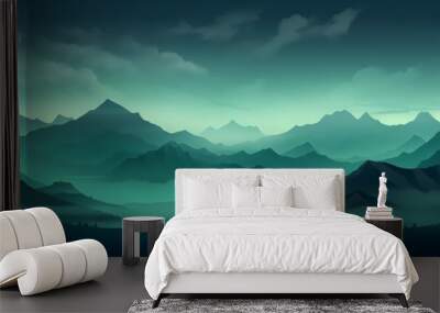 Mountain Landscape Panorama Concept Drawing Background image HD Print 15232x5120 pixels. Neo Game Art V8 14 Wall mural