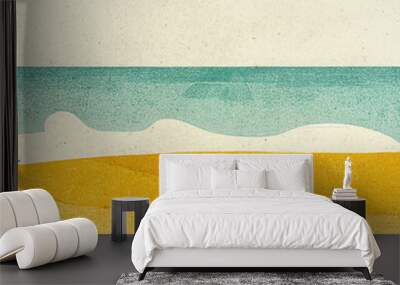 Retro illustration of the beach Wall mural