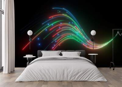 3d render, abstract background with glowing neon shape, wavy lines. Fantastic wallpaper Wall mural