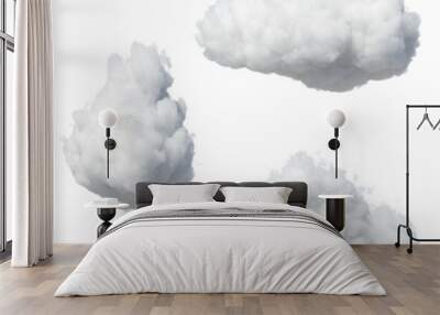 3d render, abstract clouds and cumulus clip art isolated on transparent background, sky elements Wall mural