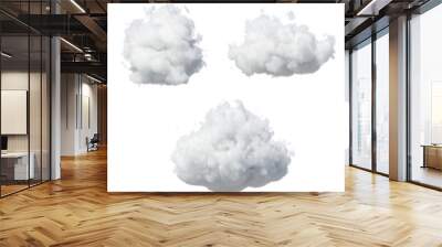 3d render, abstract clouds and cumulus clip art isolated on transparent background, sky elements Wall mural