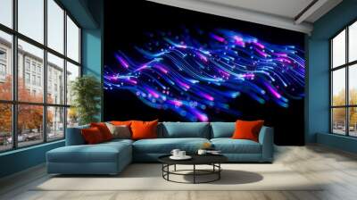 3d render, abstract pink blue neon background, unfocused glowing lines and bokeh lights, ultraviolet wallpaper Wall mural