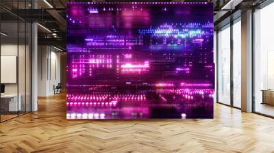 3d render, abstract urban background with glowing neon light, virtual reality cyber space, digital w Wall mural