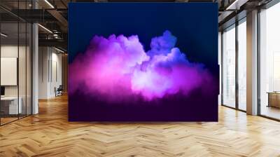 3d render, fluffy cloud glowing with pink blue neon light, fantasy background Wall mural