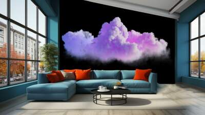 3d render, magical cloud illuminated with colorful neon light. Clip art isolated on black background. Fantasy sky design element Wall mural