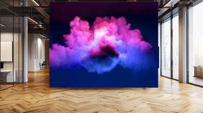 3d rendering, abstract neon background with stormy cloud glowing with bright light. Weather phenomenon illustration Wall mural