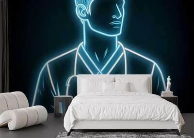 Neon male doctor background Wall mural