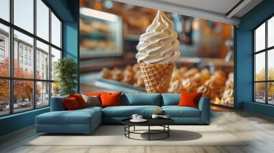 Ice-cream in a cone Wall mural