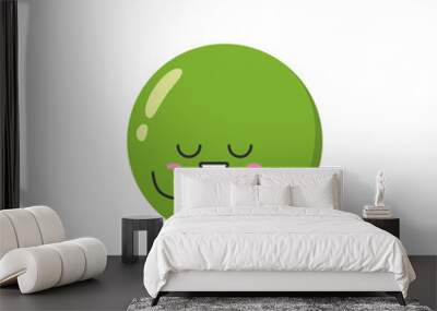 Green pea character cartoon love sign heart favorite cute smiling face cheerful kawaii joy happy emotions icon vector illustration. Wall mural